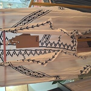 POL Ivory and Black Geometric Kimono